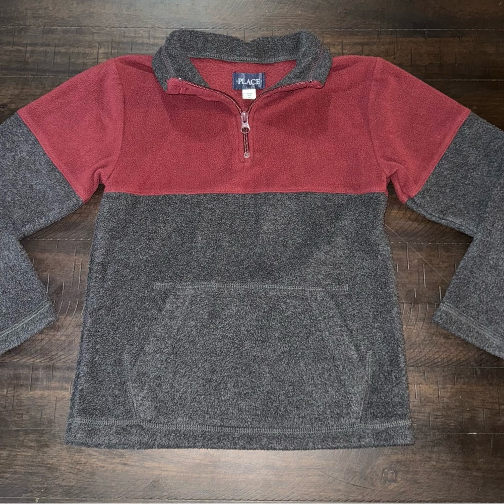 The Children's Place Burgundy and Charcoal Zip-Up Jacket